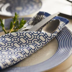 Newport Garden Gate Dinner Napkins in Blue, Set of 4