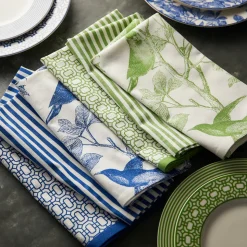 Newport Garden Gate Dinner Napkins in Blue, Set of 4