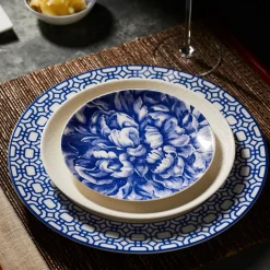 Newport Garden Gate Rimmed Dinner Plate Blue