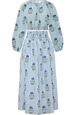 Newport Skirt in Blue & Green Flower