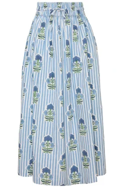 Newport Skirt in Blue & Green Flower