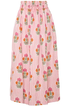 Newport Skirt in Pink & Orange Flower