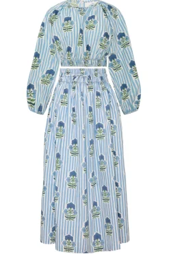 Newport Top in Blue & Green Flower