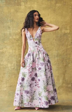 Nicolette Dress in Orchid Posy Taffeta