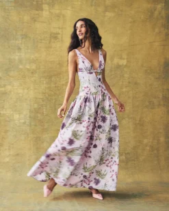 Nicolette Dress in Orchid Posy Taffeta