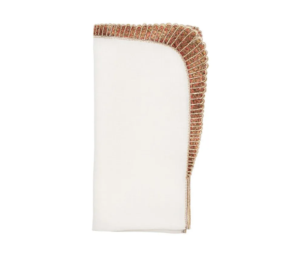 Nile Napkin in White & Bronze, Set of 4