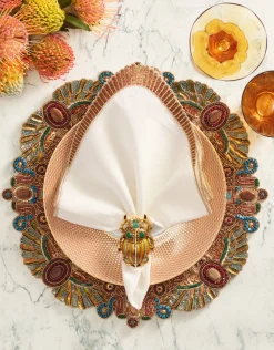 Nile Napkin in White & Bronze, Set of 4