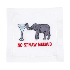 No Straw Needed Cocktail Napkins, Set of 4