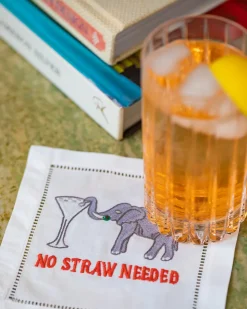 No Straw Needed Cocktail Napkins, Set of 4