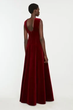 Nodin Dress in Burgundy Wind Velvet