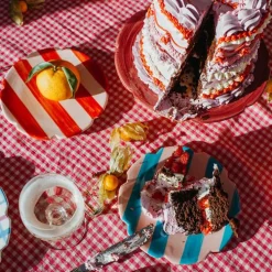 Nolita Small Dessert Plate in Blue & Rust