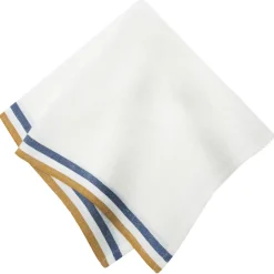 Normandy Napkins in Mustard, White, & Blue Stripes, Set of 4