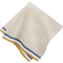 Normandy Napkins in Mustard, Natural & Blue Stripes, Set of 4