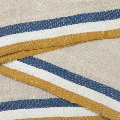 Normandy Napkins in Mustard, Natural & Blue Stripes, Set of 4