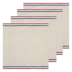 Normandy Napkins in Red, Natural, & Blue Stripes, Set of 4
