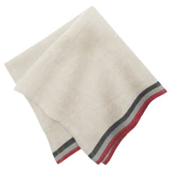 Normandy Natural Napkins in Red, Grey, & Black Stripes, Set of 4