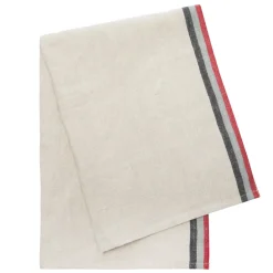 Normandy Natural Tea Towels in Red, Grey, & Black Stripes, Set of 2