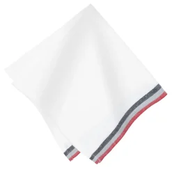 Normandy White Napkins in Red, Grey, & Black Stripes, Set of 4