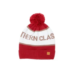 Northern Classics Knit Pom Hat in Heritage Red and Winter White