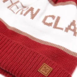 Northern Classics Knit Pom Hat in Heritage Red and Winter White