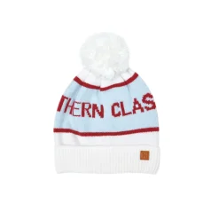 Northern Classics Knit Pom Hat in Winter White and Cloud Blue