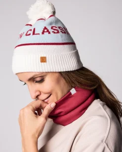 Northern Classics Knit Pom Hat in Winter White and Cloud Blue