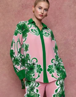 Nova Crepe Shirt in Antigua Green