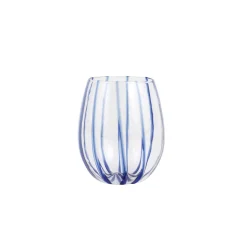 Nuovo Stripe Blue Stemless Wine Glass