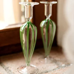 Nuovo Stripe Candlesticks, Set of 2