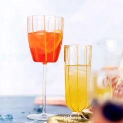 Nuovo Stripe Champagne Glass in Yellow