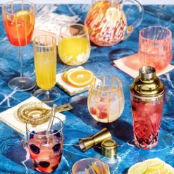 Nuovo Stripe Champagne Glass in Yellow