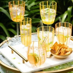 Nuovo Stripe Champagne Glass in Orange