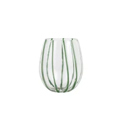 Nuovo Stripe Green Stemless Wine Glass