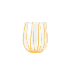 Nuovo Stripe Stemless Wine Glass in Yellow