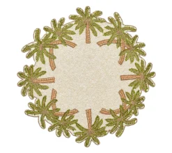 Oasis Placemat in Ivory, Green & Gold, Set of 2