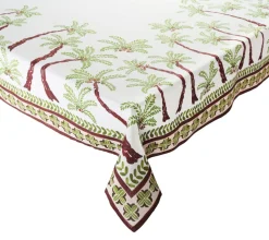 Oasis Tablecloth in Ivory, Green & Brown