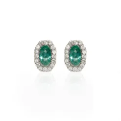 Octagon Emerald and Diamond Earrings