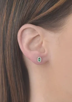 Octagon Emerald and Diamond Earrings