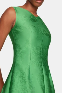 Octavie Dress In Green Embossed Cloque