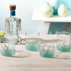 Octopus Double Old Fashion Glass in Gift Box, Set of 4