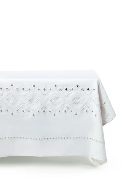 Ojete Rectangular Tablecloth in White