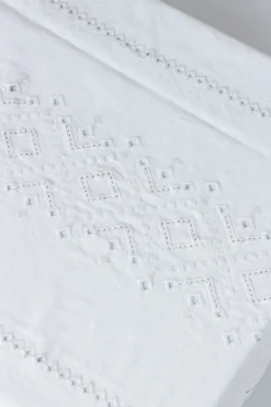 Ojete Rectangular Tablecloth in White