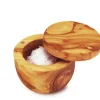 Olive Wood Salt Keeper with Swivel Top