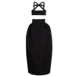 Olivia Bow Set in Black Faille