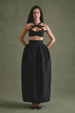 Olivia Bow Set in Black Faille