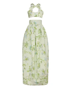 Olivia Bow Set in Celadon Bloom Silk Faille