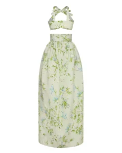 Olivia Bow Set in Celadon Bloom Silk Faille