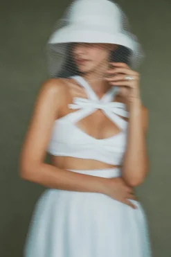 Olivia Bow Set in White Flock Tulle