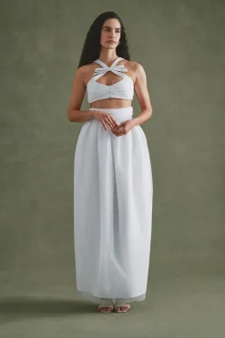 Olivia Bow Set in White Flock Tulle