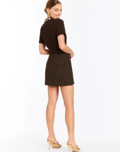 Olivia Tweed Mini Skirt in Chesnut Gold